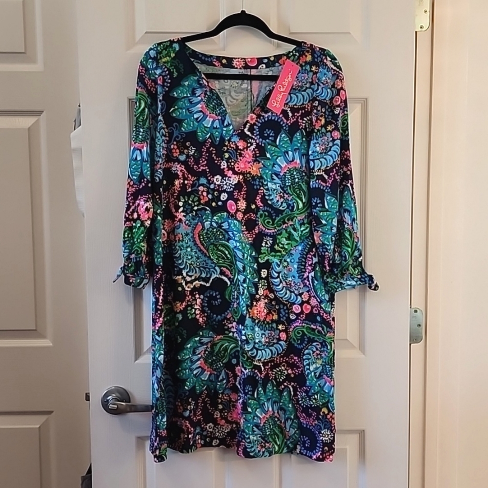 NWT Lilly Pulitzer Cath 3/4 Sleeve Dress, Medium, Take Me To The Sea